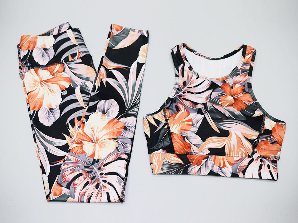 Digital Printed Fitness Suit Women'S Vest Trousers