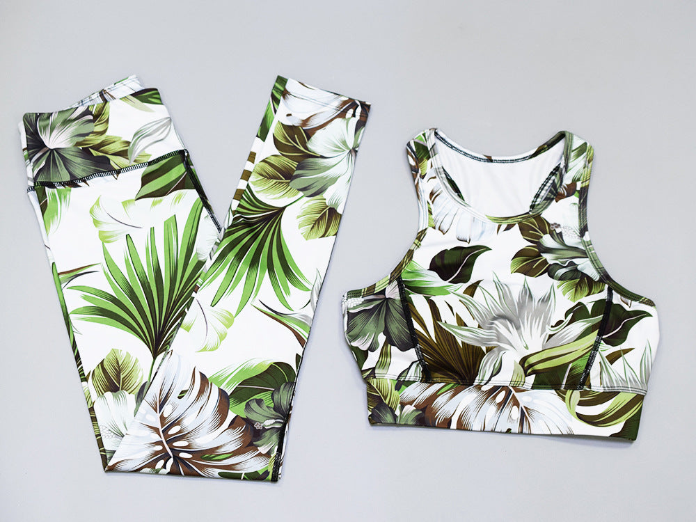 Digital Printed Fitness Suit Women'S Vest Trousers