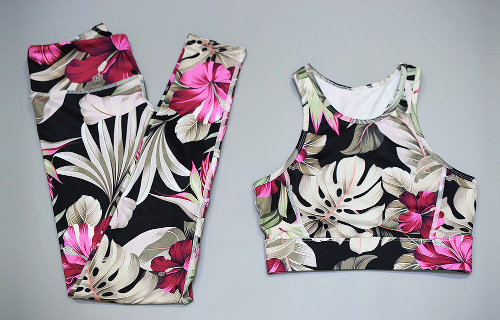 Digital Printed Fitness Suit Women'S Vest Trousers