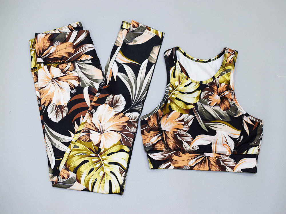 Digital Printed Fitness Suit Women'S Vest Trousers