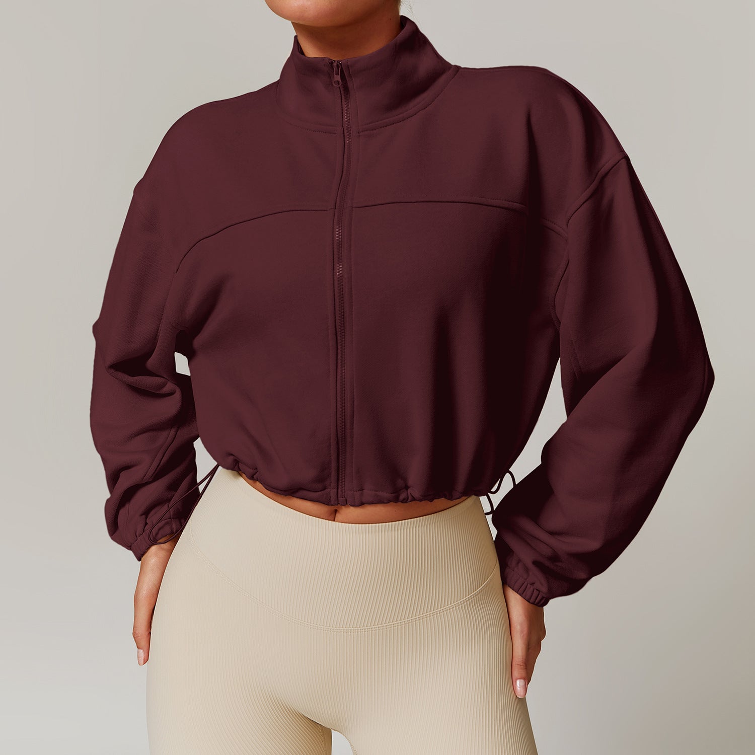 Fall And Winter Outer Wear Warm Loose Sports And Leisure Stand Collar Cardigan Running Fitness Sweater Coat