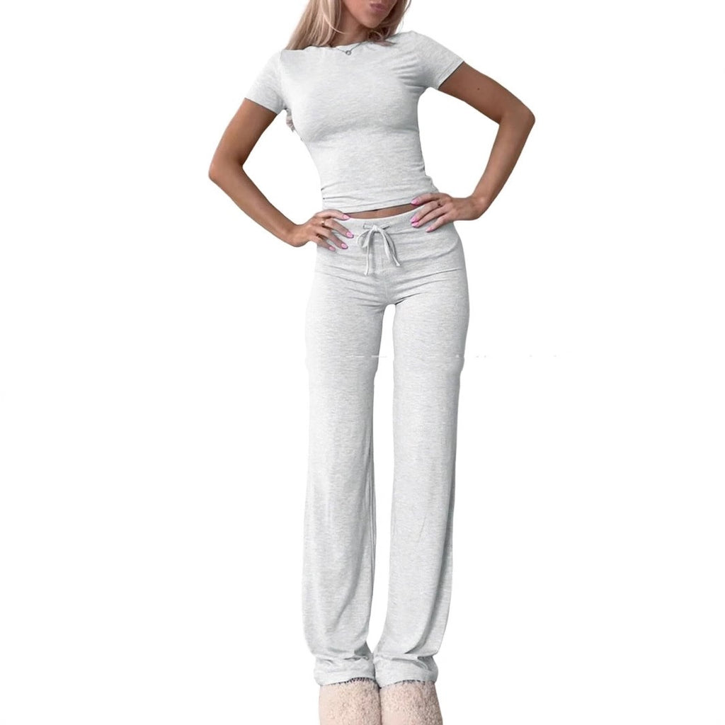 Casual Suit Short Sleeve Top And Trousers Homewear