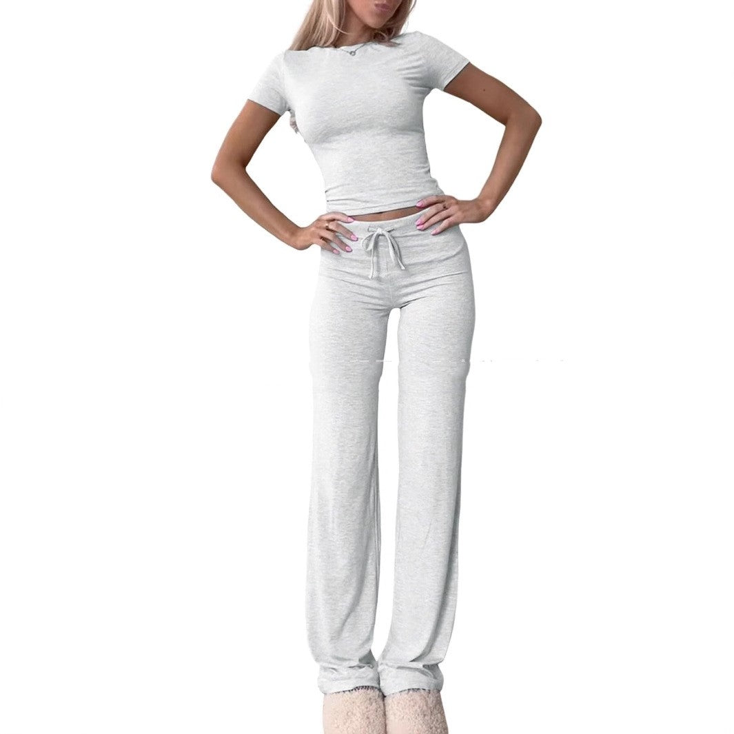 Casual Suit Short Sleeve Top And Trousers Homewear
