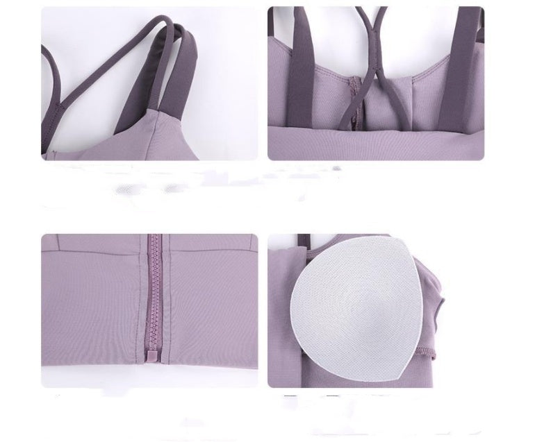 Front zipper gathers shape fitness sports underwear
