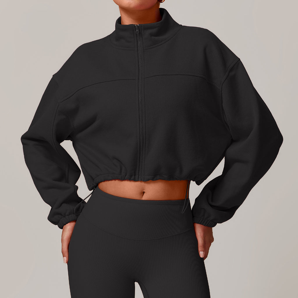 Fall And Winter Outer Wear Warm Loose Sports And Leisure Stand Collar Cardigan Running Fitness Sweater Coat