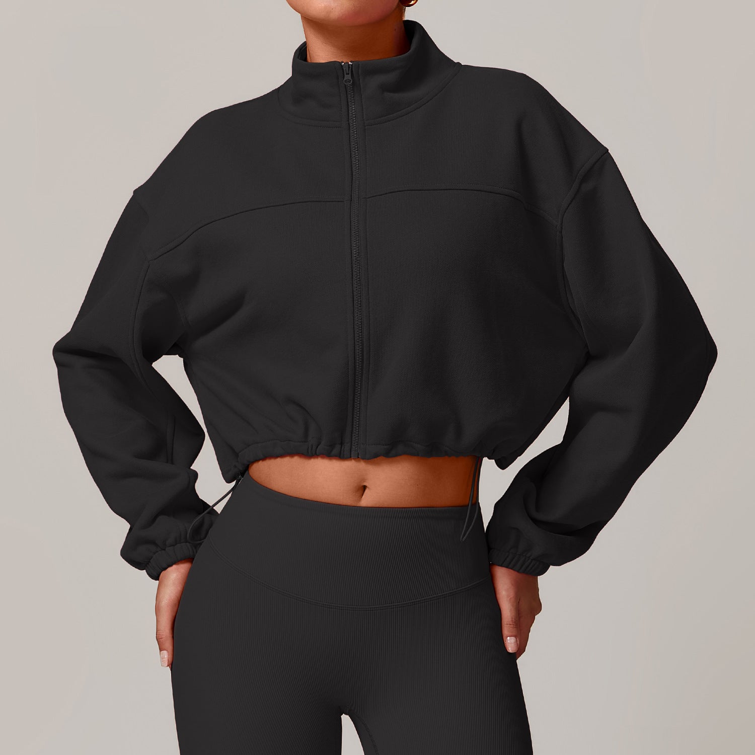 Fall And Winter Outer Wear Warm Loose Sports And Leisure Stand Collar Cardigan Running Fitness Sweater Coat
