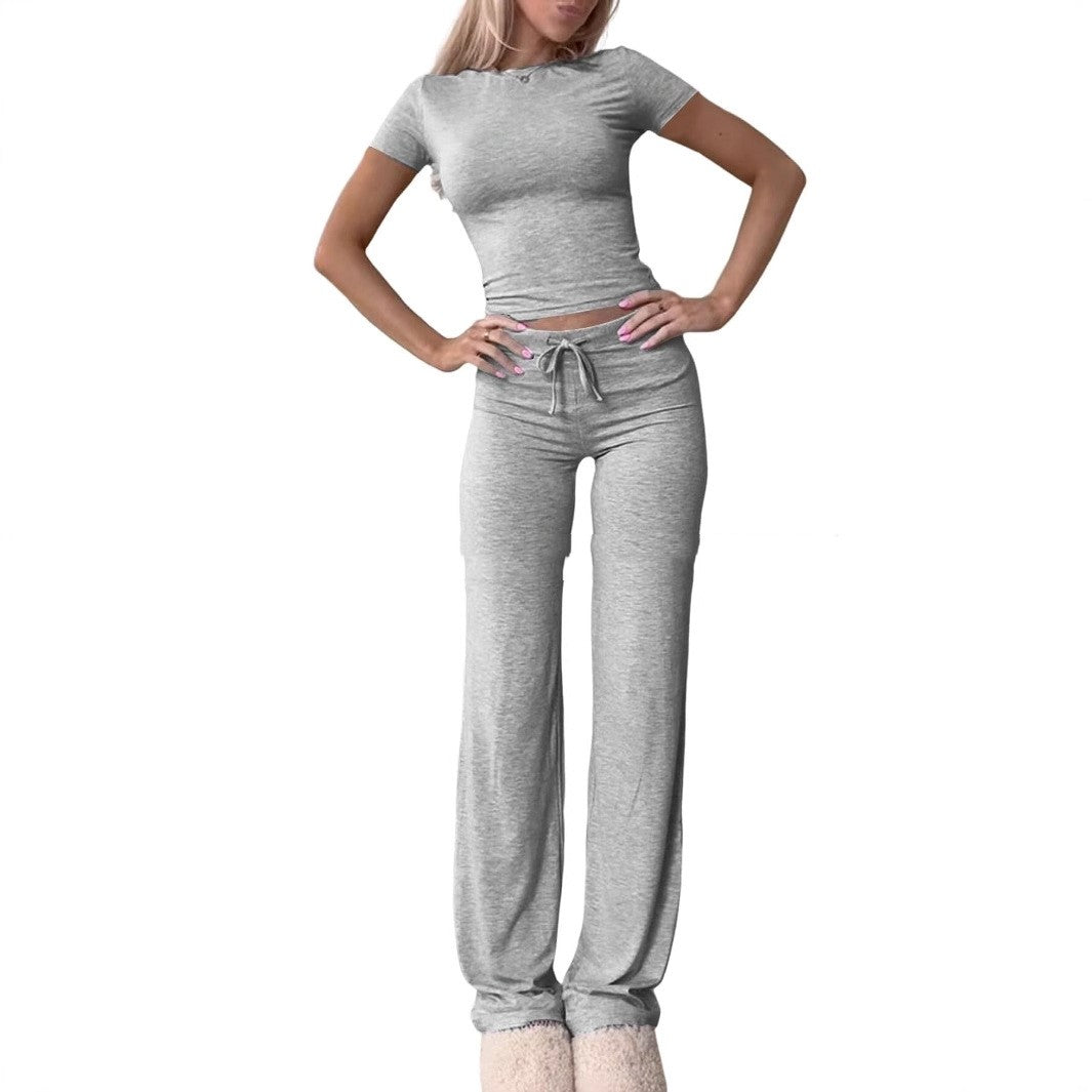 Casual Suit Short Sleeve Top And Trousers Homewear