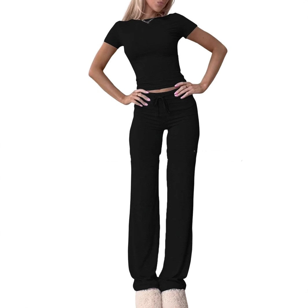 Casual Suit Short Sleeve Top And Trousers Homewear