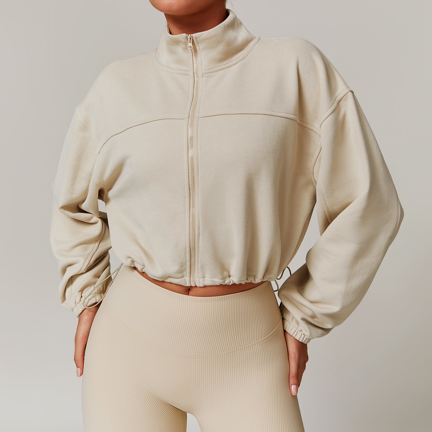 Fall And Winter Outer Wear Warm Loose Sports And Leisure Stand Collar Cardigan Running Fitness Sweater Coat